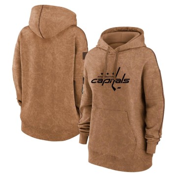 Women's Washington Capitals 2023 Salute to Service Pullover Hoodie - Brown