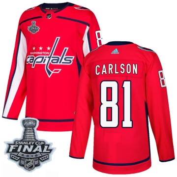 Authentic Adidas Men's Adam Carlson Washington Capitals Home 2018 Stanley Cup Final Patch Jersey - Red