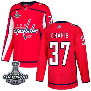 Authentic Adidas Men's Adam Chapie Washington Capitals Home 2018 Stanley Cup Champions Patch Jersey - Red