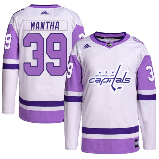 Authentic Adidas Men's Anthony Mantha Washington Capitals Hockey Fights Cancer Primegreen Jersey - White/Purple