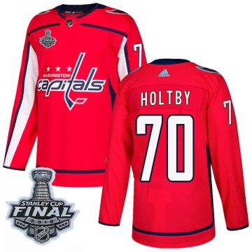Authentic Adidas Men's Braden Holtby Washington Capitals Home 2018 Stanley Cup Final Patch Jersey - Red
