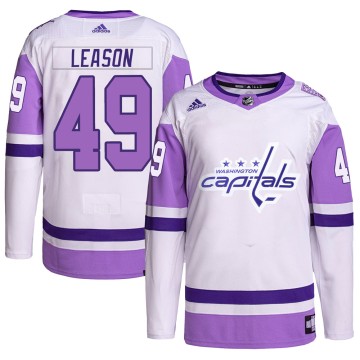 Authentic Adidas Men's Brett Leason Washington Capitals Hockey Fights Cancer Primegreen Jersey - White/Purple