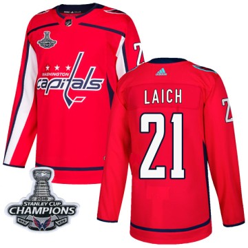 Authentic Adidas Men's Brooks Laich Washington Capitals Home 2018 Stanley Cup Champions Patch Jersey - Red