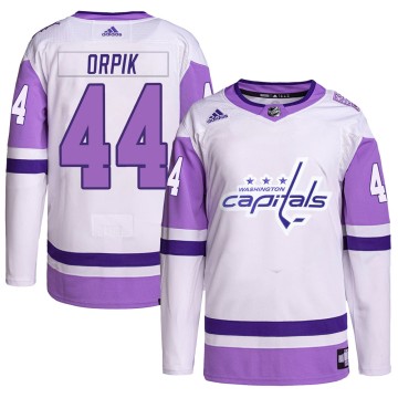 Authentic Adidas Men's Brooks Orpik Washington Capitals Hockey Fights Cancer Primegreen Jersey - White/Purple