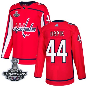 Authentic Adidas Men's Brooks Orpik Washington Capitals Home 2018 Stanley Cup Champions Patch Jersey - Red