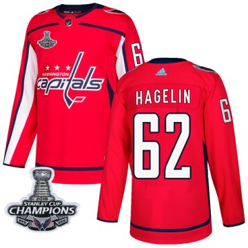 Authentic Adidas Men's Carl Hagelin Washington Capitals Home 2018 Stanley Cup Champions Patch Jersey - Red