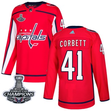 Authentic Adidas Men's Cody Corbett Washington Capitals Home 2018 Stanley Cup Champions Patch Jersey - Red