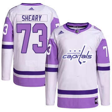 Authentic Adidas Men's Conor Sheary Washington Capitals Hockey Fights Cancer Primegreen Jersey - White/Purple
