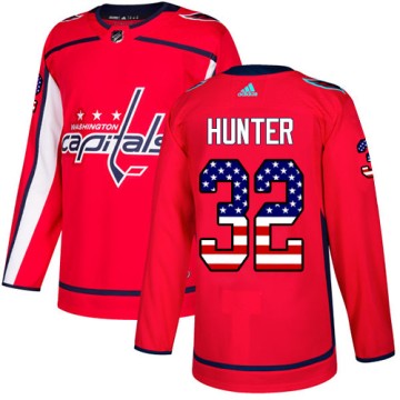 Authentic Adidas Men's Dale Hunter Washington Capitals USA Flag Fashion Jersey - Red