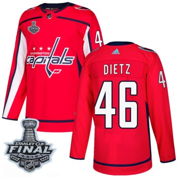 Authentic Adidas Men's Darren Dietz Washington Capitals Home 2018 Stanley Cup Final Patch Jersey - Red