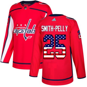 Authentic Adidas Men's Devante Smith-Pelly Washington Capitals USA Flag Fashion Jersey - Red