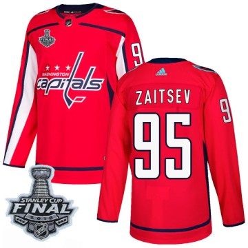 Authentic Adidas Men's Dmitriy Zaitsev Washington Capitals Home 2018 Stanley Cup Final Patch Jersey - Red