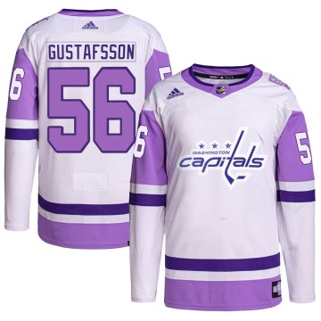 Authentic Adidas Men's Erik Gustafsson Washington Capitals Hockey Fights Cancer Primegreen Jersey - White/Purple
