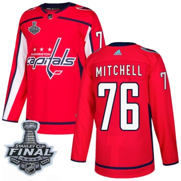 Authentic Adidas Men's Garrett Mitchell Washington Capitals Home 2018 Stanley Cup Final Patch Jersey - Red