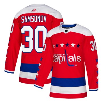 Authentic Adidas Men's Ilya Samsonov Washington Capitals Alternate Jersey - Red