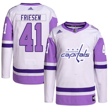 Authentic Adidas Men's Jeff Friesen Washington Capitals Hockey Fights Cancer Primegreen Jersey - White/Purple