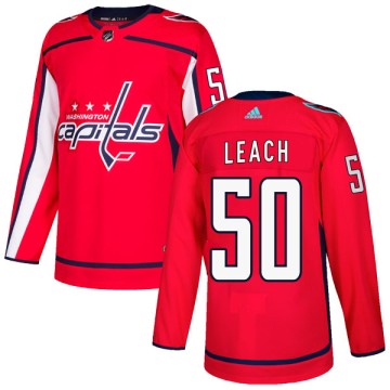 Authentic Adidas Men's Joey Leach Washington Capitals Home Jersey - Red