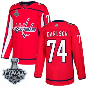 Authentic Adidas Men's John Carlson Washington Capitals Home 2018 Stanley Cup Final Patch Jersey - Red