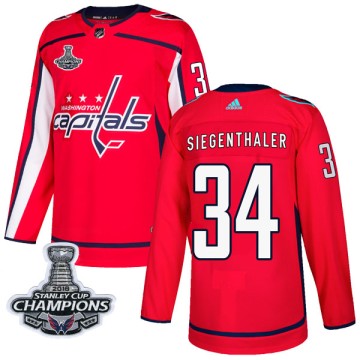 Authentic Adidas Men's Jonas Siegenthaler Washington Capitals Home 2018 Stanley Cup Champions Patch Jersey - Red