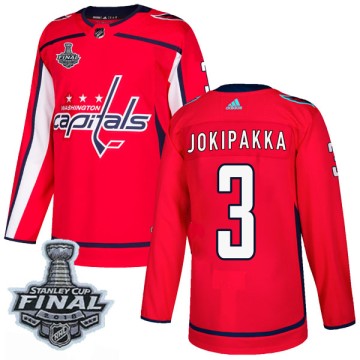 Authentic Adidas Men's Jyrki Jokipakka Washington Capitals Home 2018 Stanley Cup Final Patch Jersey - Red