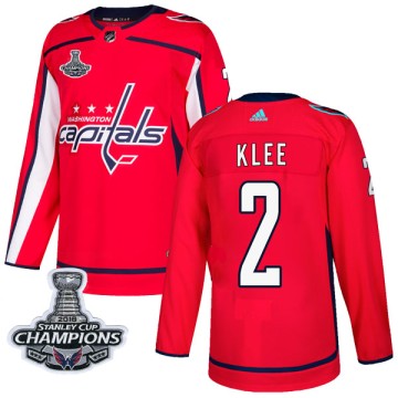 Authentic Adidas Men's Ken Klee Washington Capitals Home 2018 Stanley Cup Champions Patch Jersey - Red