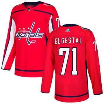 Authentic Adidas Men's Kevin Elgestal Washington Capitals Home Jersey - Red