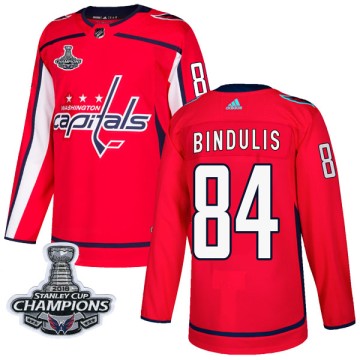 Authentic Adidas Men's Kris Bindulis Washington Capitals Home 2018 Stanley Cup Champions Patch Jersey - Red