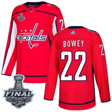 Authentic Adidas Men's Madison Bowey Washington Capitals Home 2018 Stanley Cup Final Patch Jersey - Red