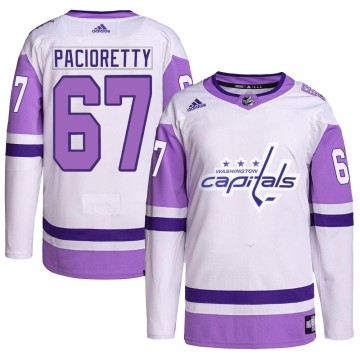 Authentic Adidas Men's Max Pacioretty Washington Capitals Hockey Fights Cancer Primegreen Jersey - White/Purple