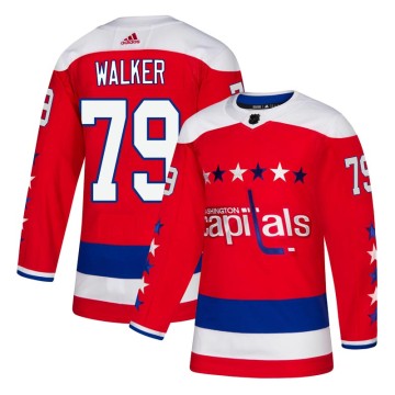 Authentic Adidas Men's Nathan Walker Washington Capitals Alternate Jersey - Red