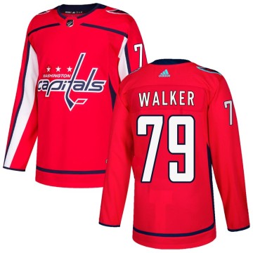 Authentic Adidas Men's Nathan Walker Washington Capitals Home Jersey - Red