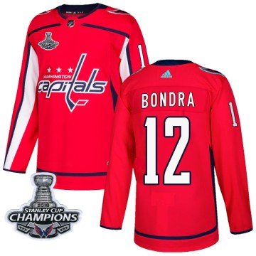 Authentic Adidas Men's Peter Bondra Washington Capitals Home 2018 Stanley Cup Champions Patch Jersey - Red