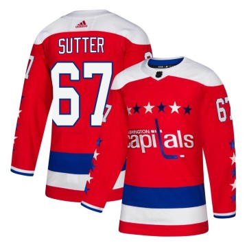 Authentic Adidas Men's Riley Sutter Washington Capitals Alternate Jersey - Red
