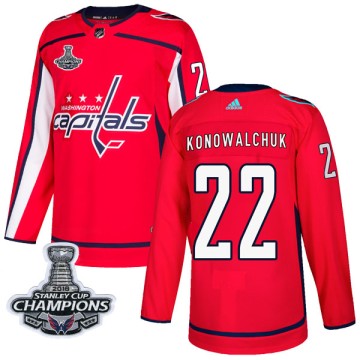 Authentic Adidas Men's Steve Konowalchuk Washington Capitals Home 2018 Stanley Cup Champions Patch Jersey - Red