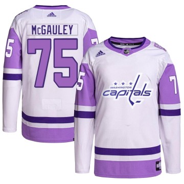 Authentic Adidas Men's Tim McGauley Washington Capitals Hockey Fights Cancer Primegreen Jersey - White/Purple