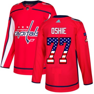 Authentic Adidas Men's T.J. Oshie Washington Capitals USA Flag Fashion Jersey - Red
