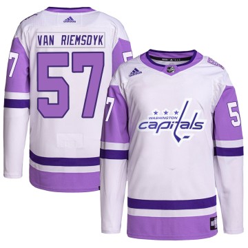 Authentic Adidas Men's Trevor van Riemsdyk Washington Capitals Hockey Fights Cancer Primegreen Jersey - White/Purple