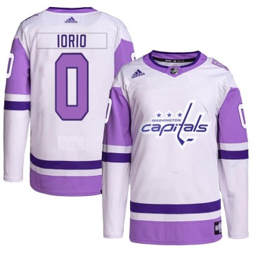 Authentic Adidas Men's Vincent Iorio Washington Capitals Hockey Fights Cancer Primegreen Jersey - White/Purple