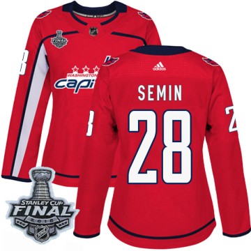 Authentic Adidas Women's Alexander Semin Washington Capitals Home 2018 Stanley Cup Final Patch Jersey - Red