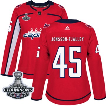 Authentic Adidas Women's Axel Jonsson-Fjallby Washington Capitals Home 2018 Stanley Cup Champions Patch Jersey - Red