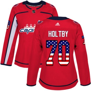 Authentic Adidas Women's Braden Holtby Washington Capitals USA Flag Fashion Jersey - Red