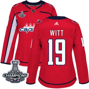 Authentic Adidas Women's Brendan Witt Washington Capitals Home 2018 Stanley Cup Champions Patch Jersey - Red