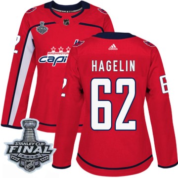 Authentic Adidas Women's Carl Hagelin Washington Capitals Home 2018 Stanley Cup Final Patch Jersey - Red