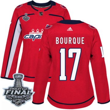 Authentic Adidas Women's Chris Bourque Washington Capitals Home 2018 Stanley Cup Final Patch Jersey - Red