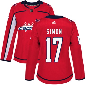 Authentic Adidas Women's Chris Simon Washington Capitals Home Jersey - Red