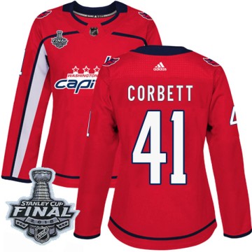 Authentic Adidas Women's Cody Corbett Washington Capitals Home 2018 Stanley Cup Final Patch Jersey - Red