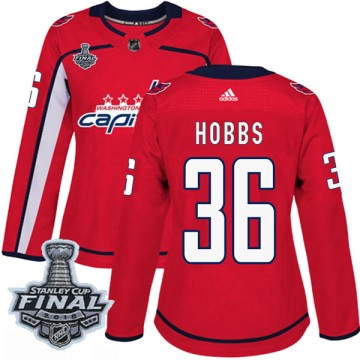Authentic Adidas Women's Connor Hobbs Washington Capitals Home 2018 Stanley Cup Final Patch Jersey - Red