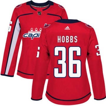 Authentic Adidas Women's Connor Hobbs Washington Capitals Home Jersey - Red