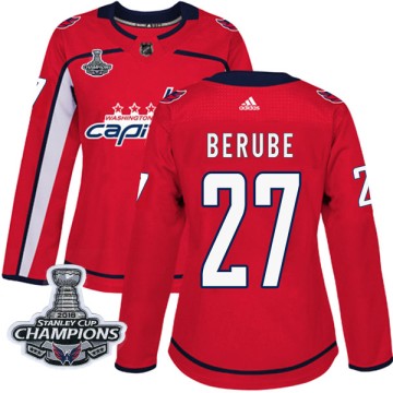 Authentic Adidas Women's Craig Berube Washington Capitals Home 2018 Stanley Cup Champions Patch Jersey - Red