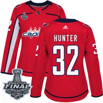 Authentic Adidas Women's Dale Hunter Washington Capitals Home 2018 Stanley Cup Final Patch Jersey - Red
